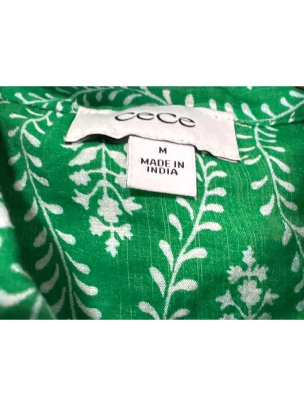 NWT Cece Puff Sleeve Tie Waist Shirtdress Flowy Midi Size M Kelly MSRP $129